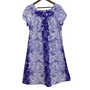 Royal Creations Hawaii Dress Womens XL Purple White Floral Muuumuu Loose Fit